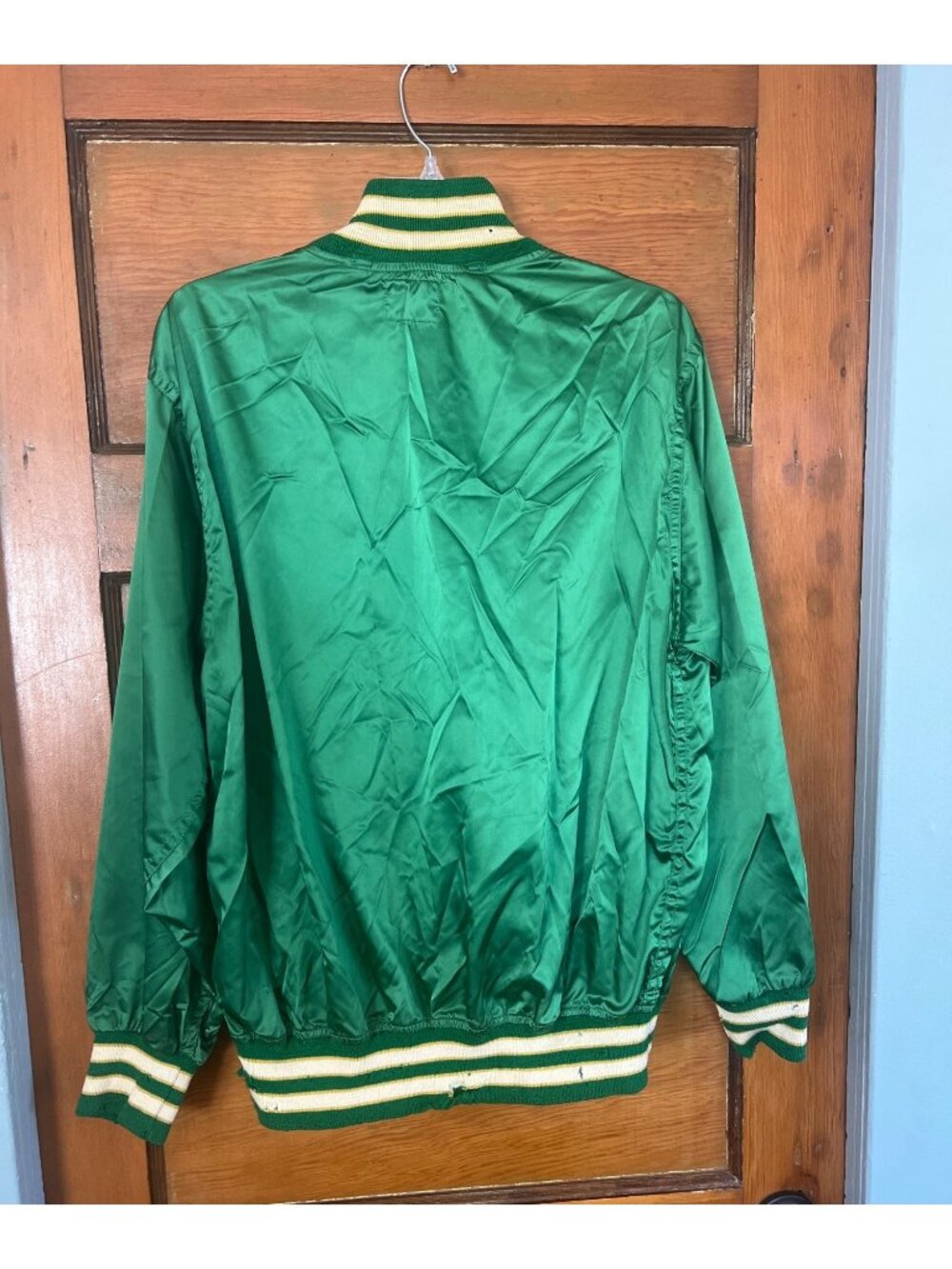 Vintage 1968 Oakland Athletics  Satin Wilson Warmup Jacket 42 Leather Pockets - Picture 11 of 16